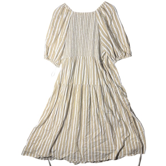 Old Navy Womens L Wrap maxi Dress Puff Sleeve Smocked peasant cottage smock - Picture 4 of 7